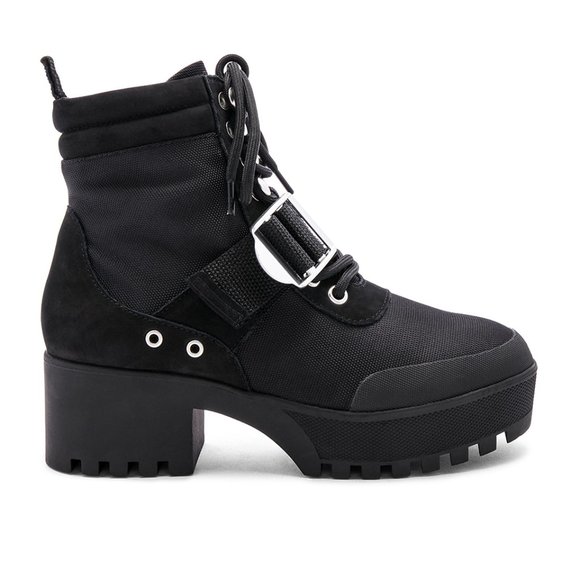 Steve Madden 7 Black Combat Boots Platform NEW - Picture 3 of 14